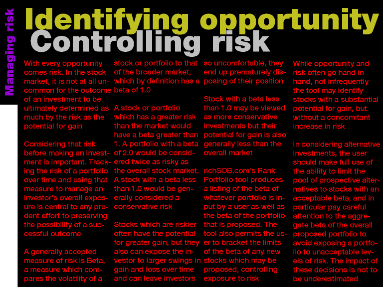 Identifying opportunity. Managing risk